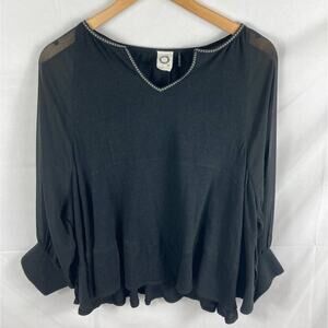 Anthropologie x Akemi & Kin Black Capa top Sheet Sleeves XS
